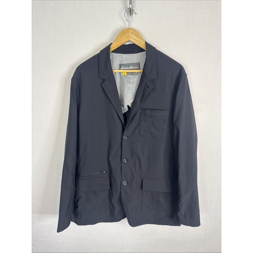 Eddie Bauer Travex Blazer Mens 44 Black  Travel Sport Coat